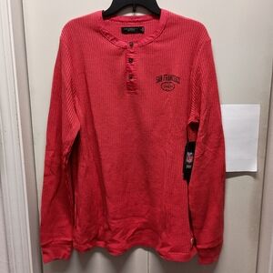 NWT Men's Junk Food Red San Francisco 49ers Thermal Henley Long Sleeve Shirt XL